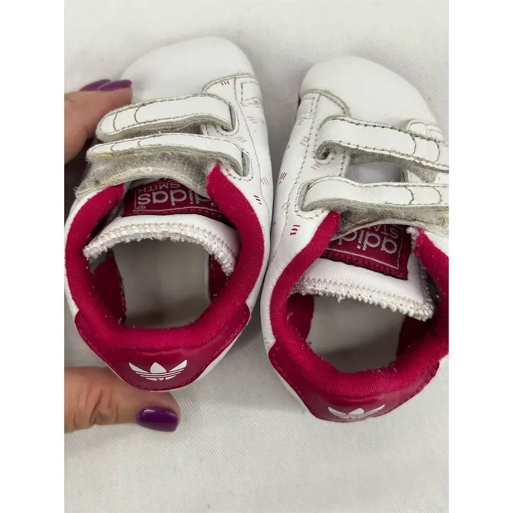 Adidas Stan Smith Baby Shoes White/Pink Size 2 2K Unisex